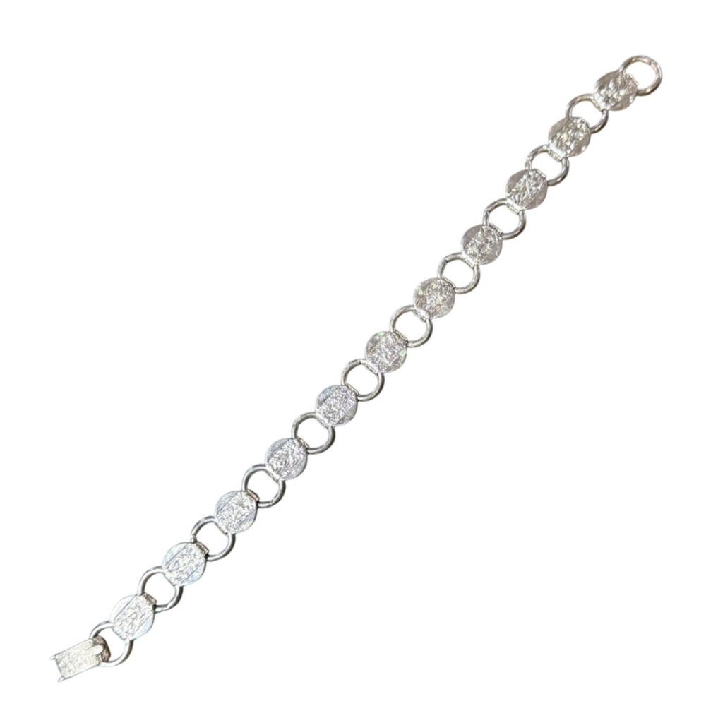 Sarah Cov‎ Silver Tone Bracelet Floral Engraved Links Clasp